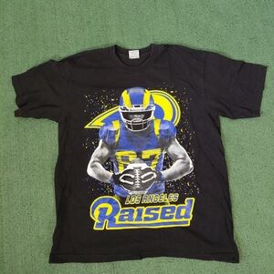 Pro 5 Super Heavyweight Los Angeles Raised LA Rams Football NFL Black T Shirt Sz